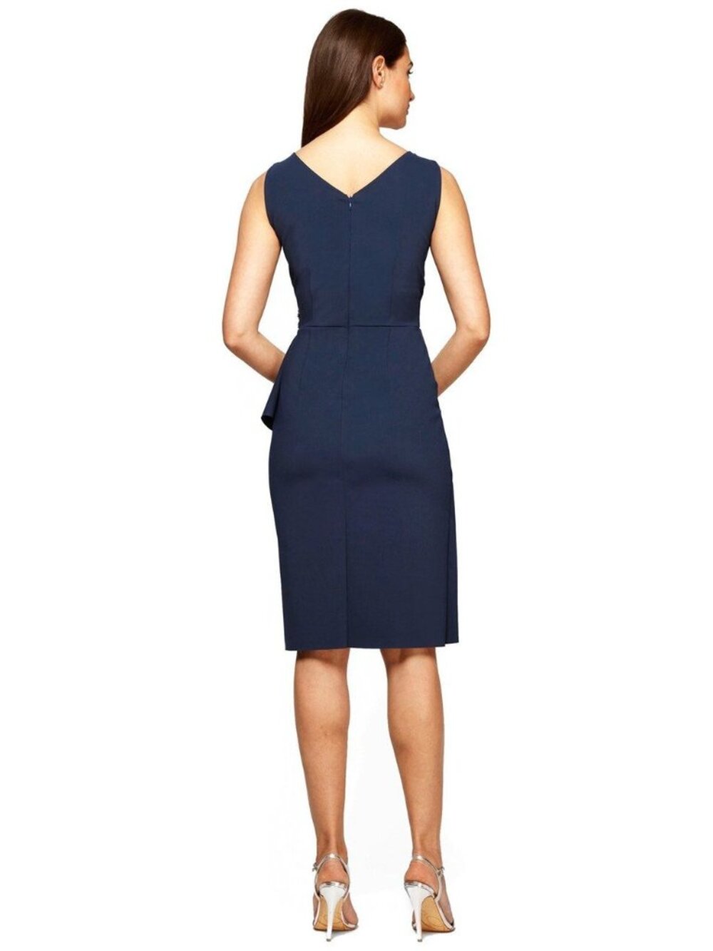 🆕ALEX EVENINGS Side Ruched Cocktail Dress Navy Blue 16 - Picture 2 of 8